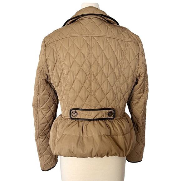 Burberry Brit Tan Quilted Puffer Jacket with Leather Trim – Size Large - Picture 6 of 9